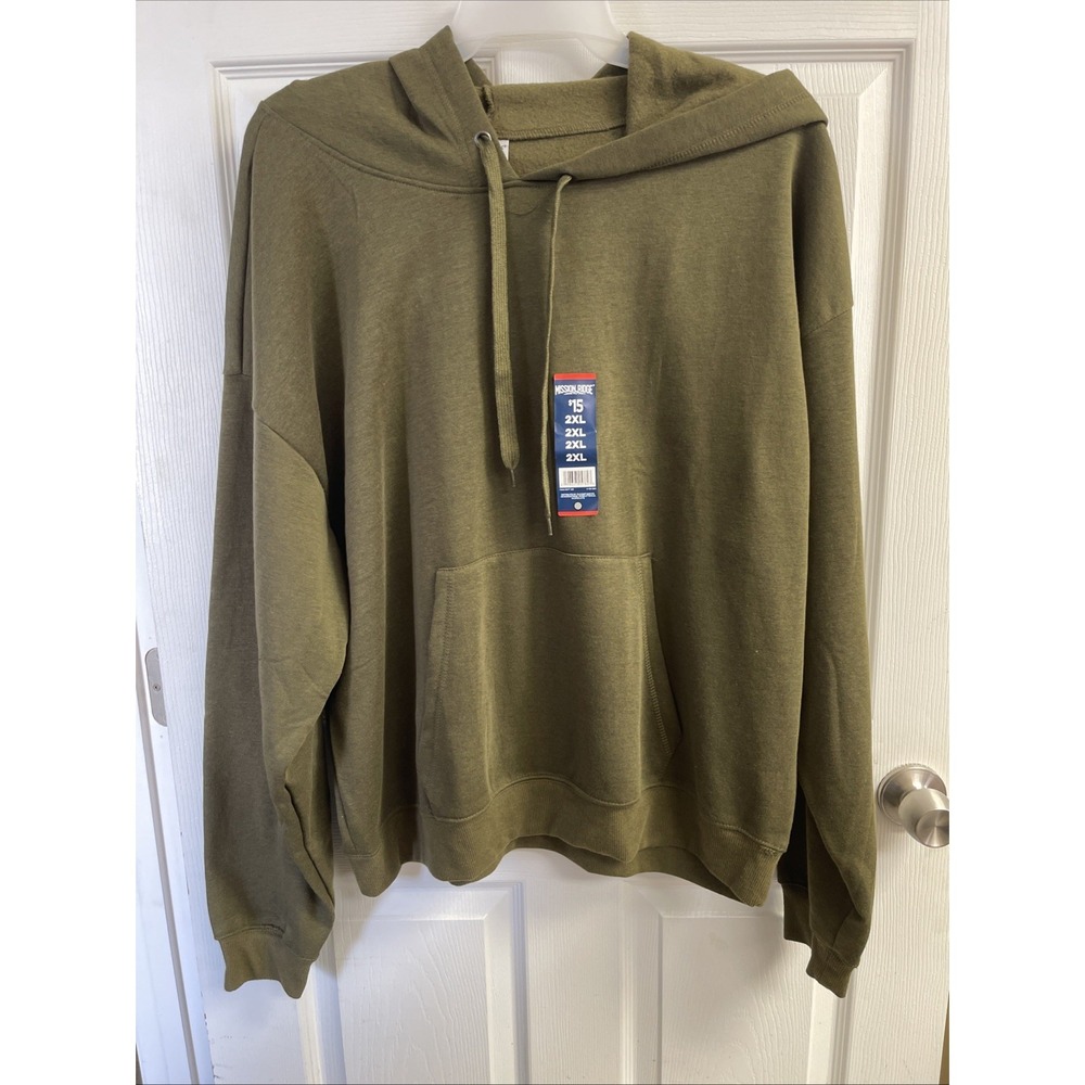 Mission Ridge Men's Long Sleeve Olive Green Hoodie Pullover‎ Pockets SZ 2XL